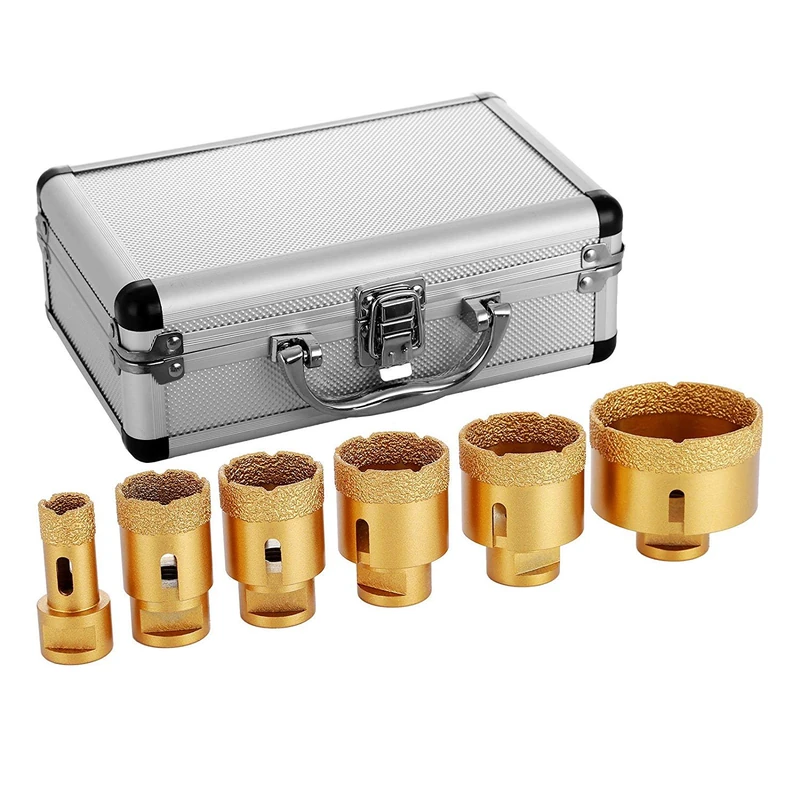 Mophorn Diamond Hole Saw 6 Pieces 20/35/40/45/50/68 mm Diamond Drill Bit Set M14 0.8/1.4/1.6/1.8/2/2.7 Inch for Granite Porcelain Stoneware and Tiles