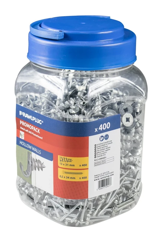STX_377341 Rawlplug Metal Self Drill Fixing Plasterboard Plug 400plugs + 400screws (R-C1-DRA02)