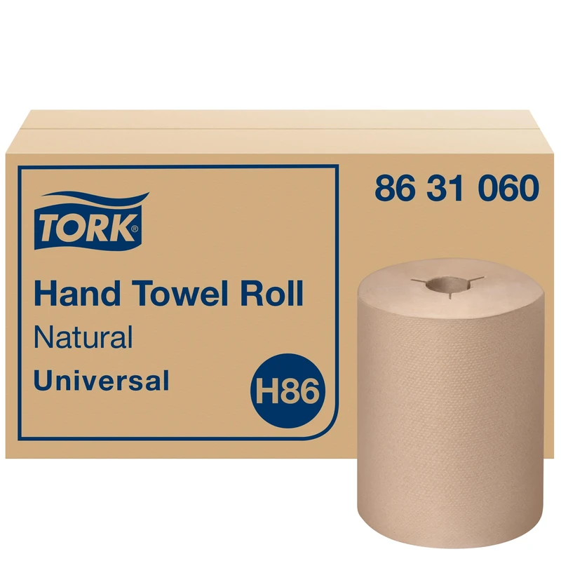 Tork 8631060 Universal Hand Towel Roll, Y-Notch, 1-Ply, 8.0" Width x 550' Length, Natural (Case of 12 Rolls, 550 Feet per Roll, 3,300 Feet per Case)