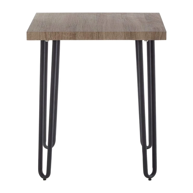 Premier Borough Side Table, Faux Wood Veneer, Matte Black Legs