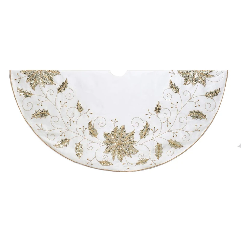 Kurt Adler 54-Inch Ivory Holly Tree Skirt - Image 1