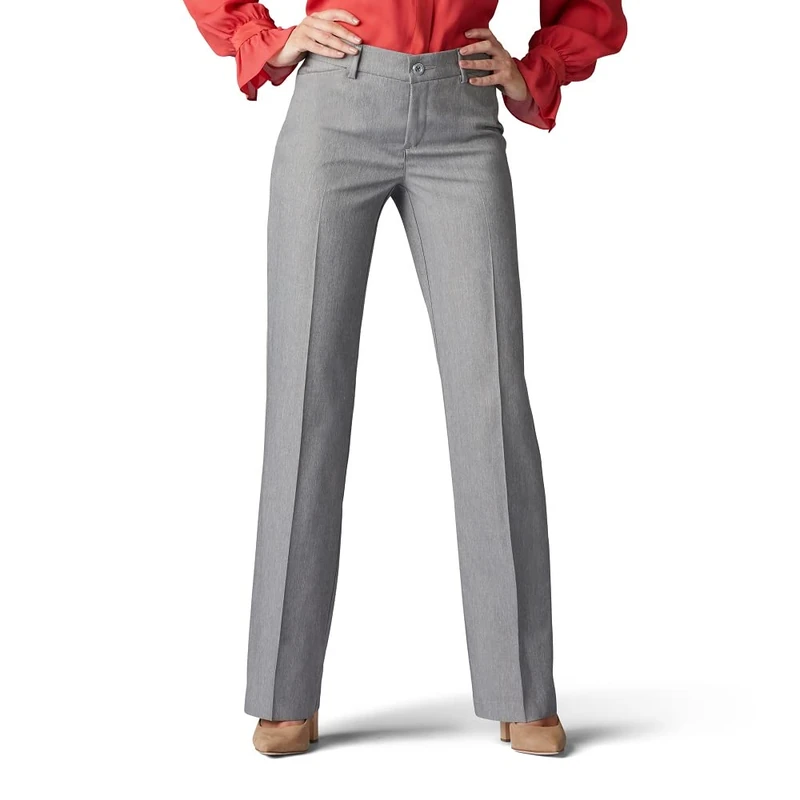 Lee Women's Ultra Lux Comfort with Flex Motion Trouser Pant, Ash Heather, 20 Long