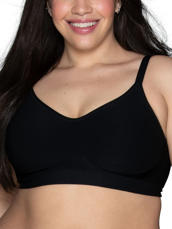 Vanity Fair Women's Beyond Comfort Full Figure Wirefree Bra 71282, Midnight Black, 44DD - Image 1
