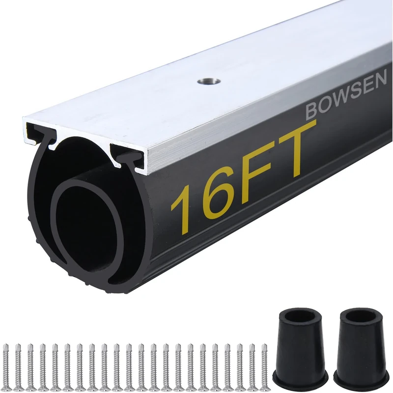 BOWSEN Heavy-Duty U+O Ring Universal Garage Door Bottom Seals Weatherstrip Rubber with Aluminum Track Retainer Kit, Black (16FT, 1-5/8" Width)