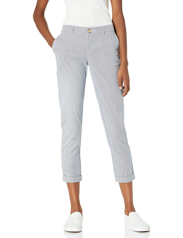Tommy Hilfiger Women's Hampton Chino Striped Casual Trousers, Blue/White, 20