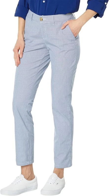 Tommy Hilfiger Women's Hampton Chino Pant-Stripe Underpants, Blue/White, 12
