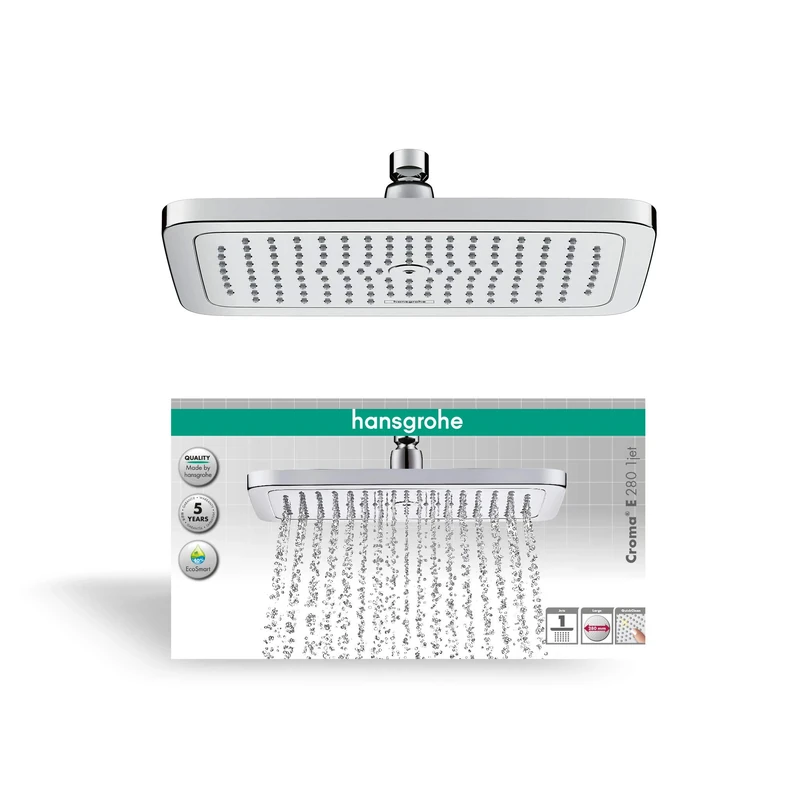 hansgrohe Croma E Water-Saving Overhead Shower 280, 1 Spray, EcoSmart