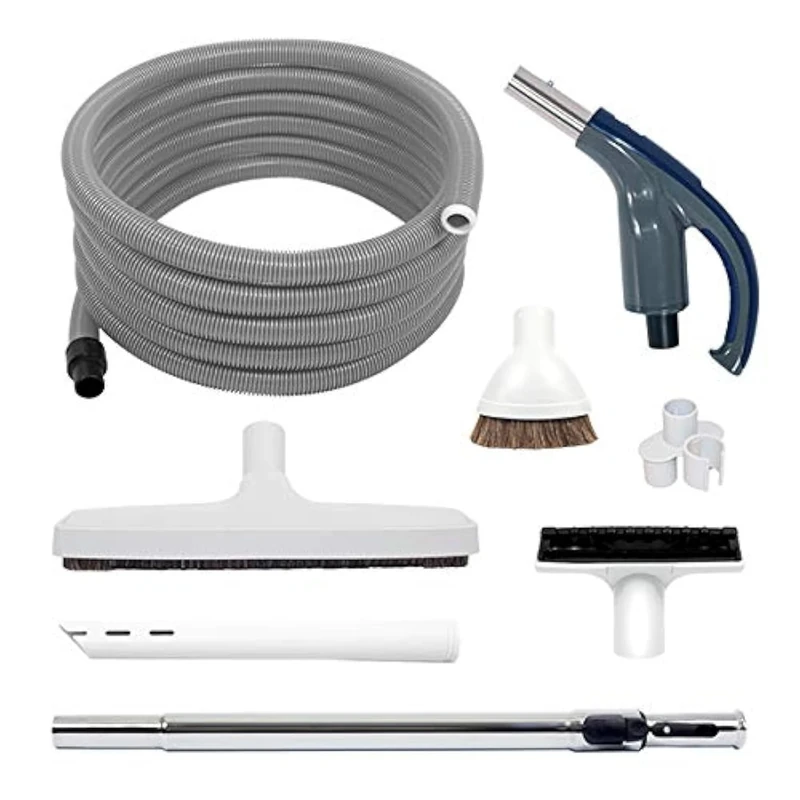 Nadair Speedflex Centralised Vacuum Cleaner Hose 9.1ml + Handle + 4 Brushes + Telescopic Rod – The Vacuum Cleaner That Pulls Out Of The Wall – Centralised Vacuum Cleaner