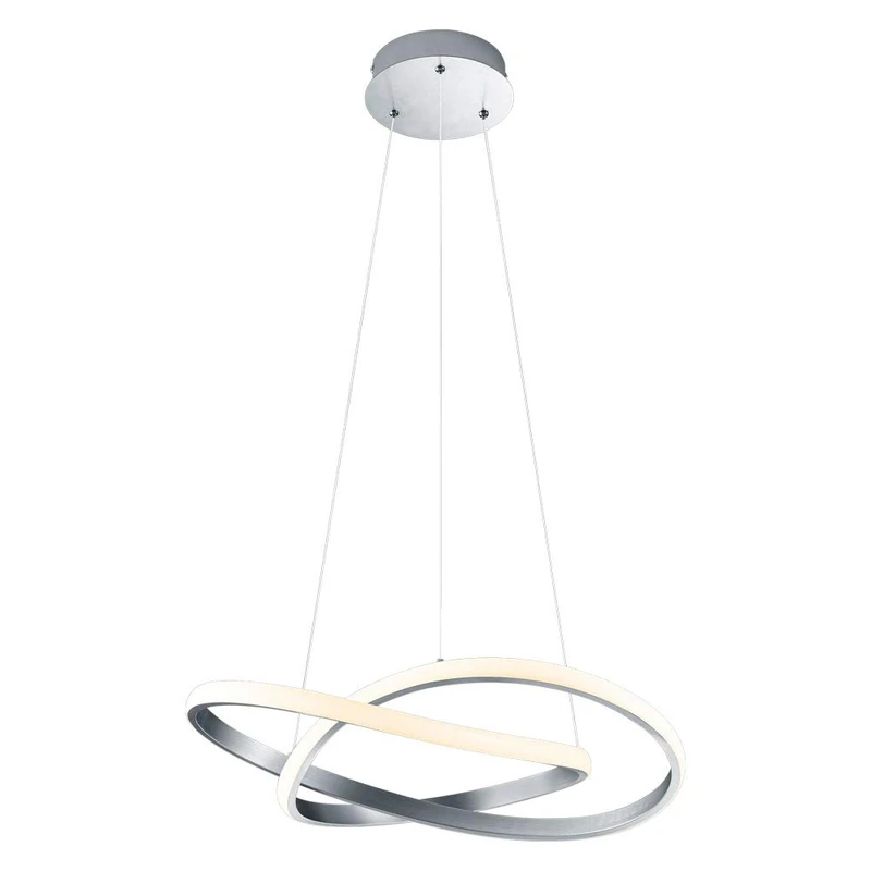 Reality Leuchten Course R32051107 LED Pendant Light Metal Matte Nickel Acrylic White with 27 Watt LED Switch Dimmer