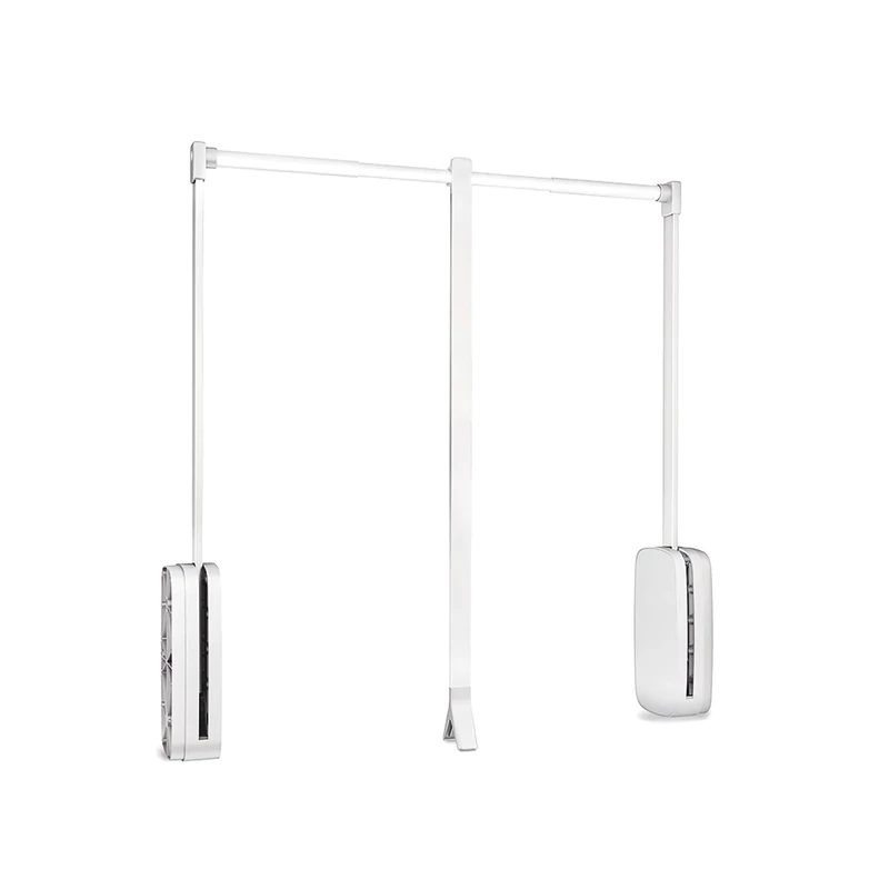 Emuca - Pull down hanging rail for wardrobe, pull down wardrobe rail lift, adjustable width 450-600mm (17,7-23,6 inch), white colour