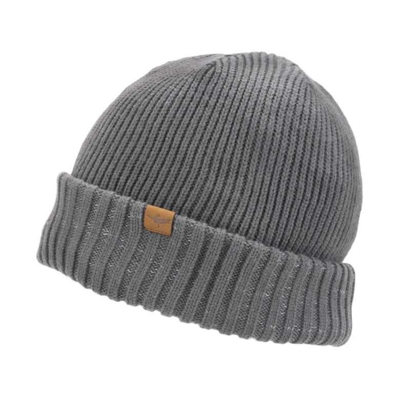 SEALSKINZ | Bacton | Unisex Waterproof Cold Weather Roll Cuff Beanie Hat | Outdoor | Three-Layer Insulation Technology | Microfleece Lining Grey