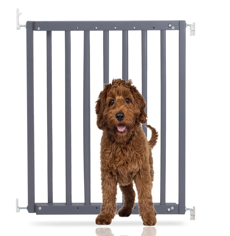 Bettacare Chunky Wooden Screw Fit Dog Gate, 63.5cm - 105.5cm, Grey, Wooden Dog Gate Gate, Screw Fit Pet Stair Gate, Puppy Gate, Stylish and Practical Safety Barrier