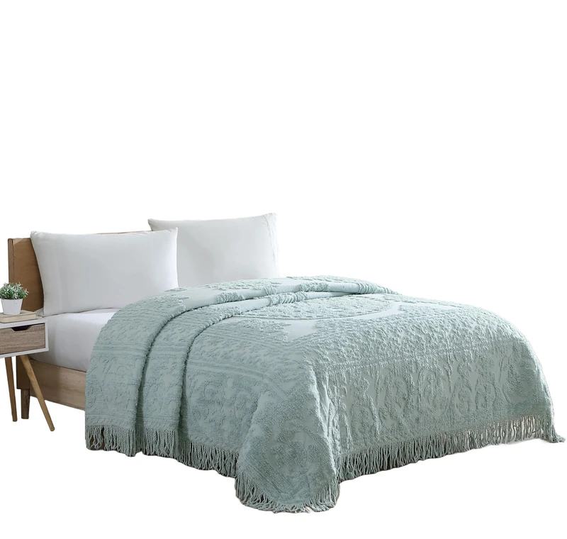 Beatrice Home Fashions Medallion Chenille Bedspread, King, Blue