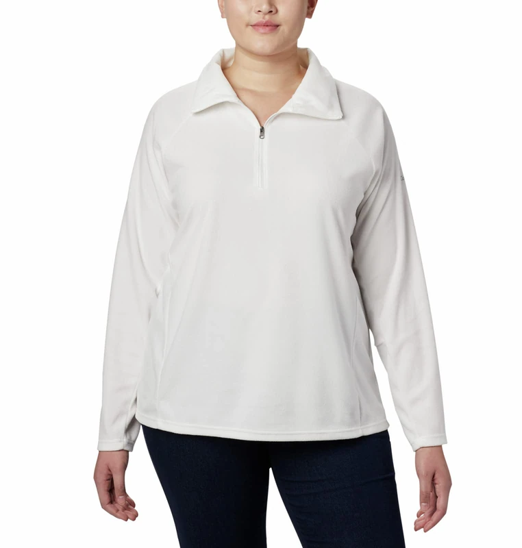 Columbia Women's Glacial IV Half Zip Pullover Fleece Sweater, Sea Salt, 1X
