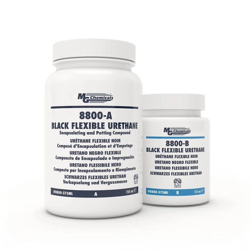 8800 Black Flexible Urethane, 2-Part Potting Compound, 375mL Kit - Image 1
