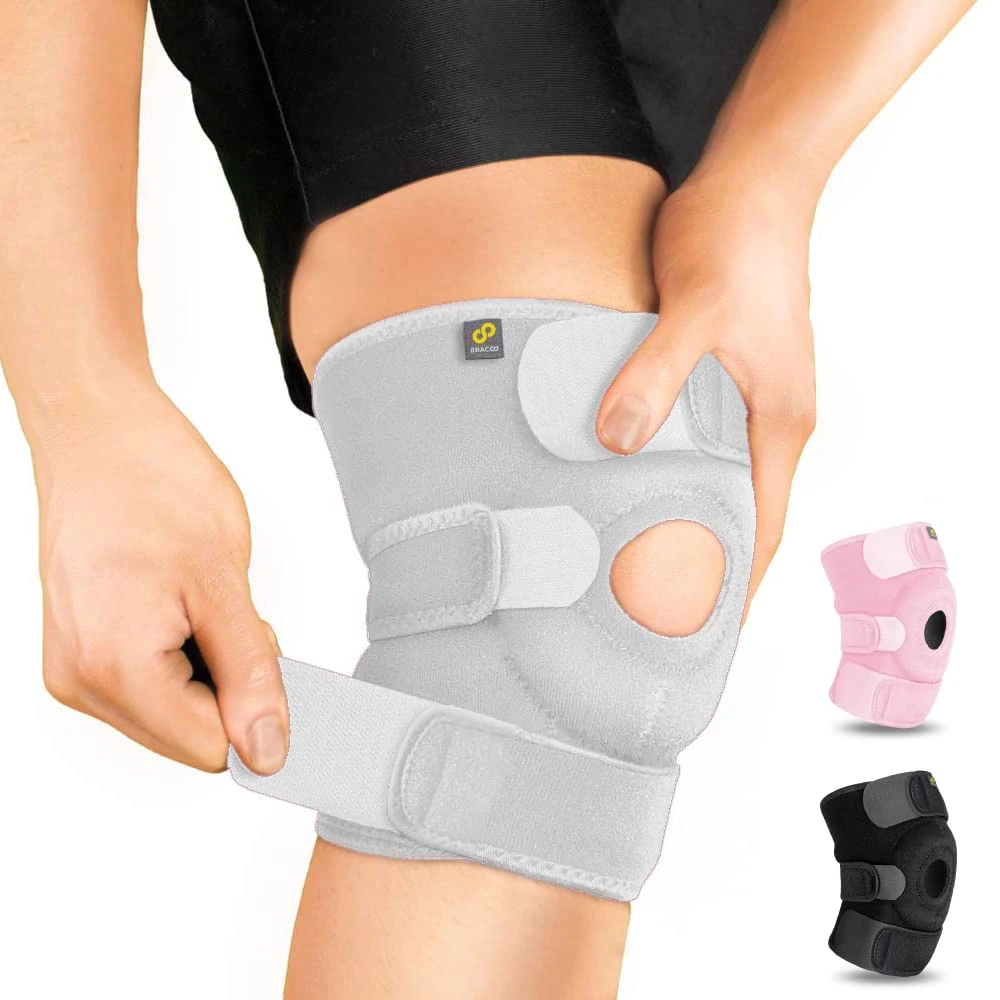 BRACOO Adjustable Compression Knee Patellar Pad Tendon Support Sleeve Brace for Men Women - Arthritis Pain, Injury Recovery, Running, Workout, KS10 (Grey)