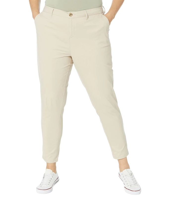 Tommy Hilfiger Women's Relaxed Fit Hampton Chino Pants (Regular and Plus) Casual, Khaki, 22