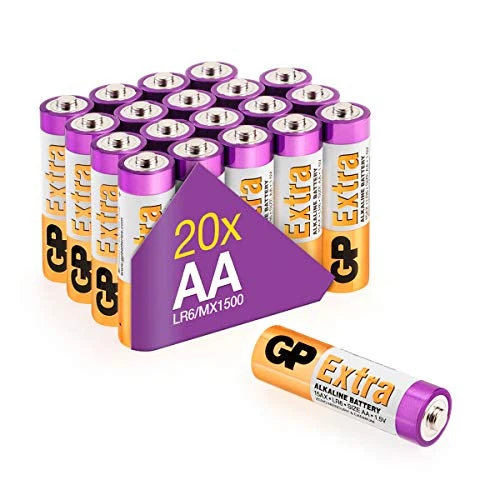 GP Toner GP Extra Alkaline Batteries AA Longlife (1.5 V) Pack of 20 Mignon Batteries LR6 Multi-Pack (Letter Box Suitable Packaging)