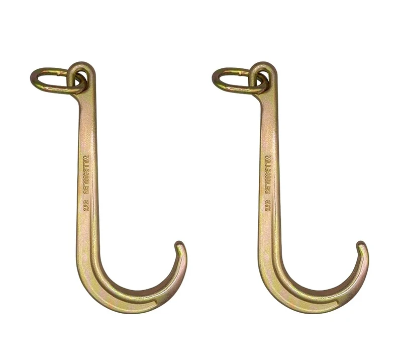Mytee Products (2 Pack 15" Inch J Hook Heavy Duty Grade G70 Tow Axle Strap Wrecker Roll Back Clevis 5400# - Image 1