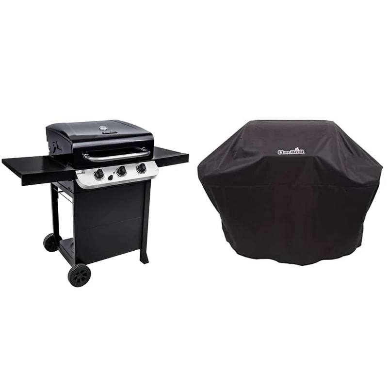 Char-Broil Convective Series 310B - 3 Burner Gas Barbecue Grill, Black Finish with Barbecue Grill Cover, Black