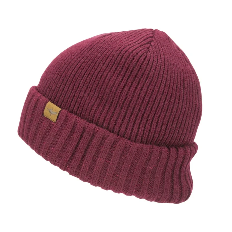 SEALSKINZ | Bacton | Unisex Waterproof Cold Weather Roll Cuff Beanie Hat | Everyday Use & Outdoor Activity | Three-Layer Insulation Technology | Microfleece Lining Red