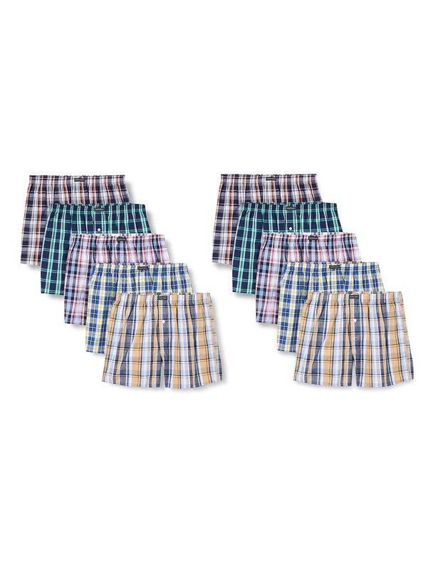 Lower East Men's LE150 Boxer Shorts, Large Check, XL (Pack of 10)