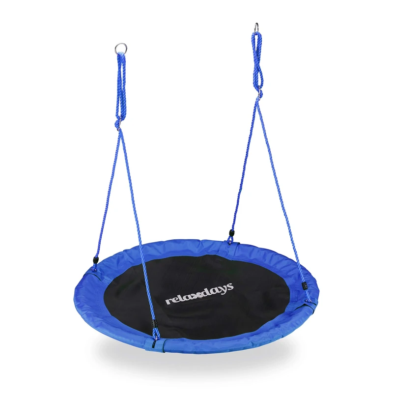 Relaxdays Outdoor Nest Swing for Kids & Adults, 110 cm, for Up To 100 kg, Round Swing, Blue