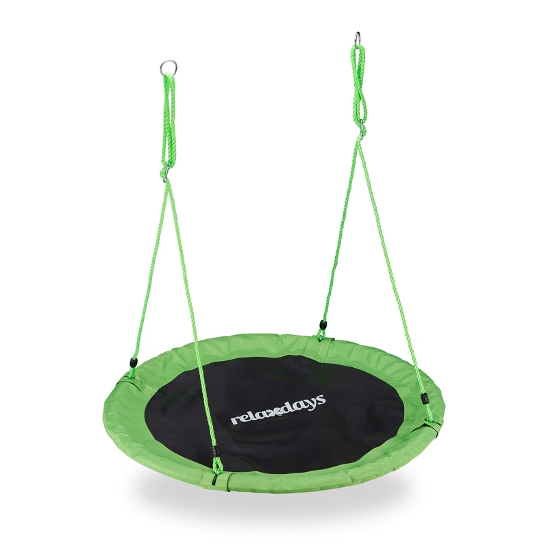 Relaxdays Outdoor Nest Swing for Kids & Adults, 110 cm, for Up To 100 kg, Round Swing, Green