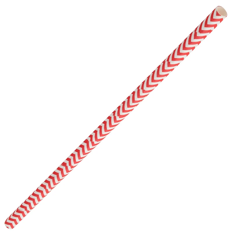 Paper Chevron Red Straw 8" (20cm) Box of 250