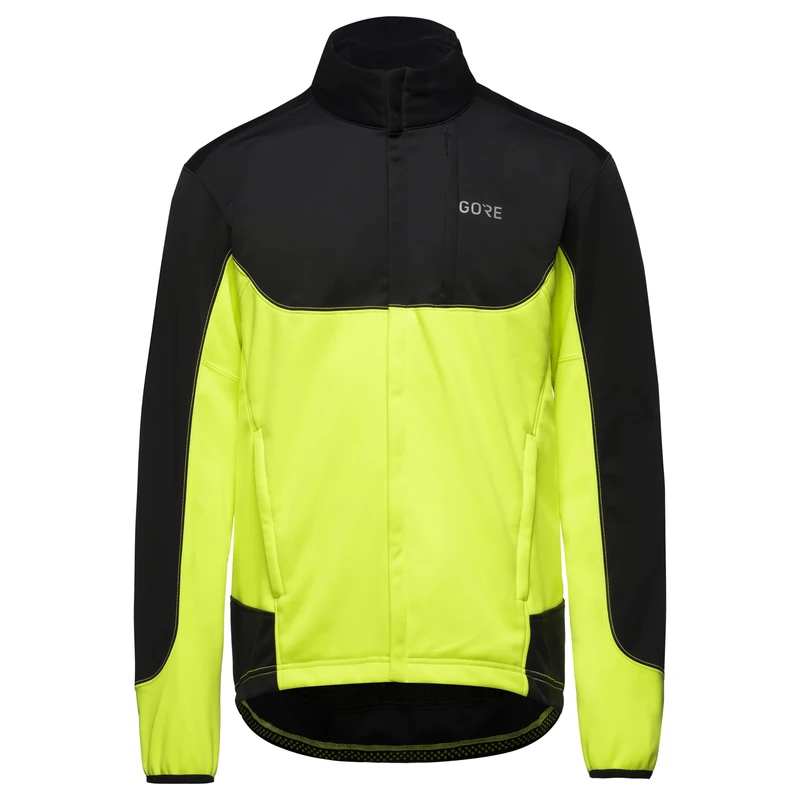 GOREWEAR C5 WINDSTOPPER Thermo Trail Jacket Mens, Black / Neon Yellow, L