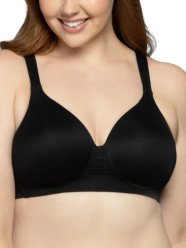 Vanity Fair Women's Beyond Comfort Full Figure Wireless Bra, Seamless Back, Lightly Lined Cups Up to Dd, Black, 42DD