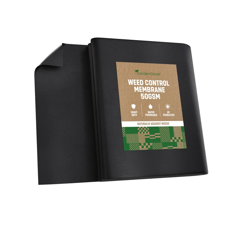GardenGloss® 10m2 Weed Control Membrane (50gsm) - Water Permeable and Tearproof Weed Barrier Fabric - Weed Control Fabric with High UV-Stabilisation (5m x 2m, folded) - Image 1