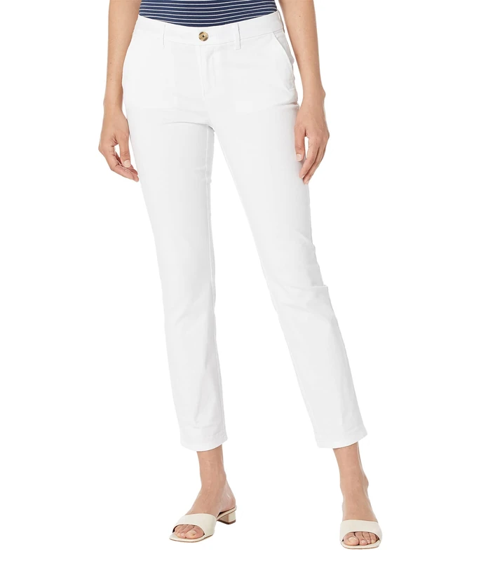 Tommy Hilfiger Women's Hampton Chino Lightweight Pants Relaxed Fit, White, 16