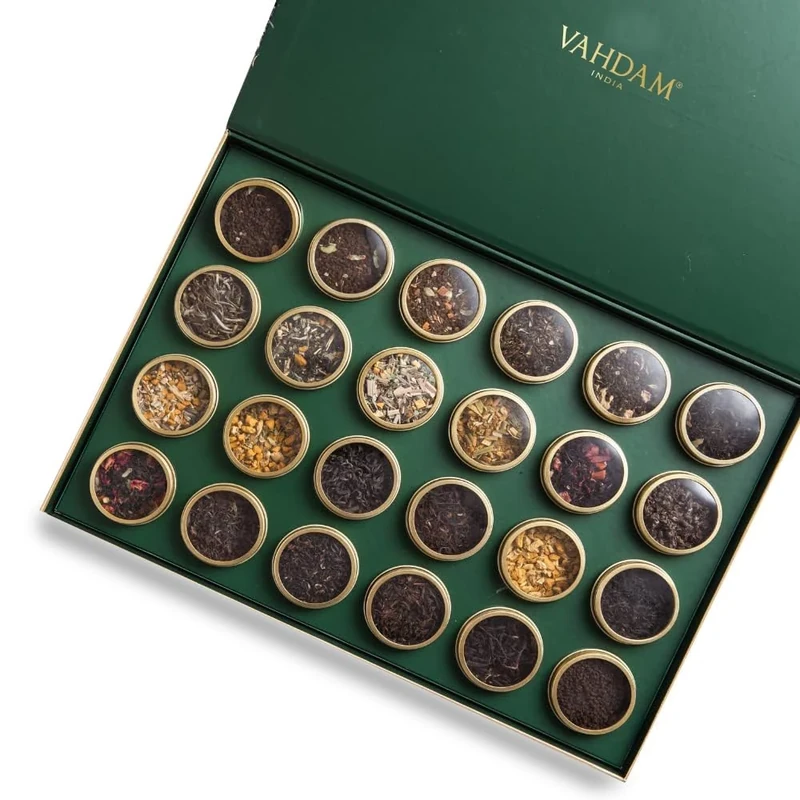 VAHDAM, Luxury Valentines Day Tea Gift Set | 24 Unique Loose Leaf Teas in Tin Caddies - Premium Tea Gift Box | Tea Gift Set | Valentines Day Gifts for Him & Her