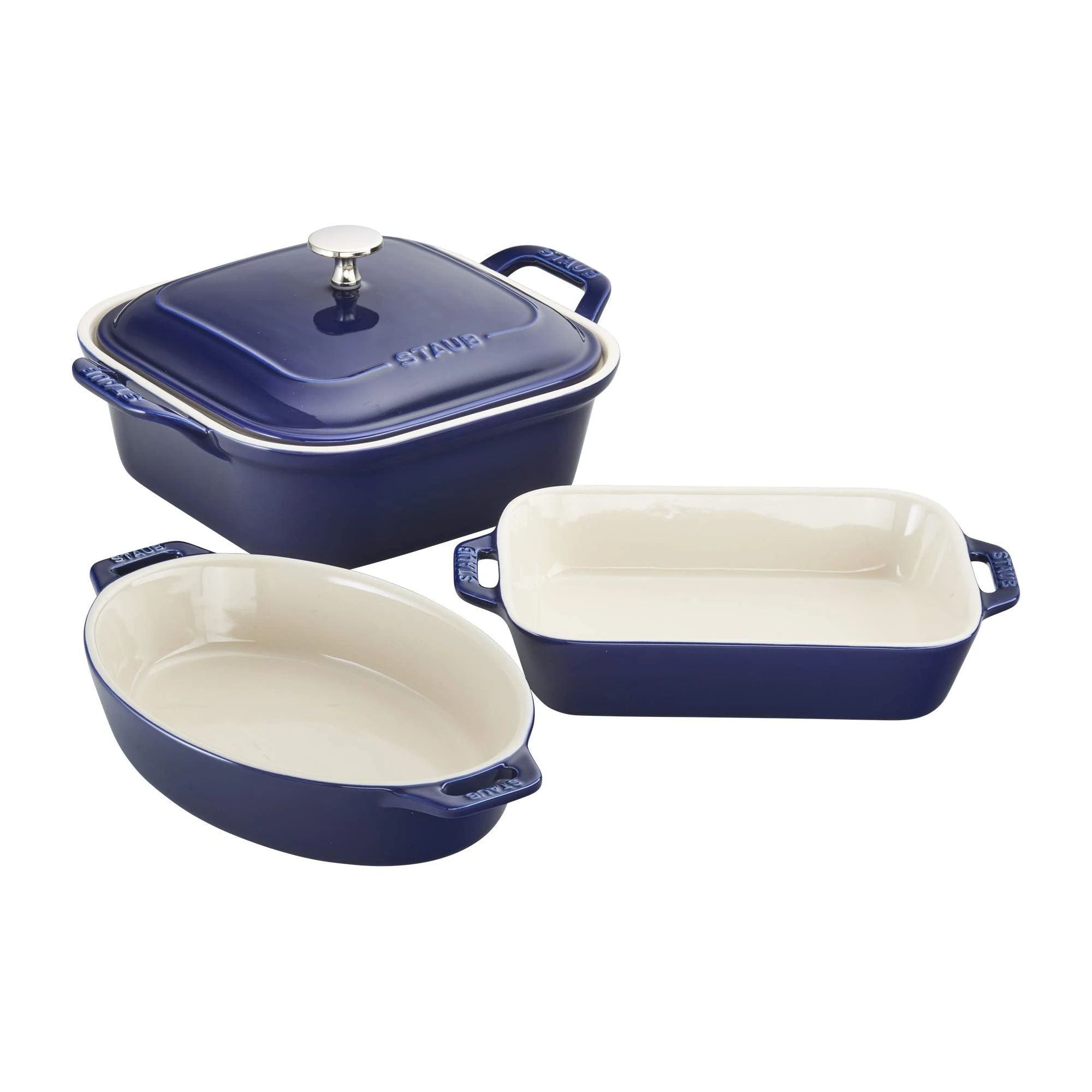 STAUB 40508-647 Ceramics Baking Dish Set, Stoneware, Vitreous Glass Porcelain Enamel, Dark Blue