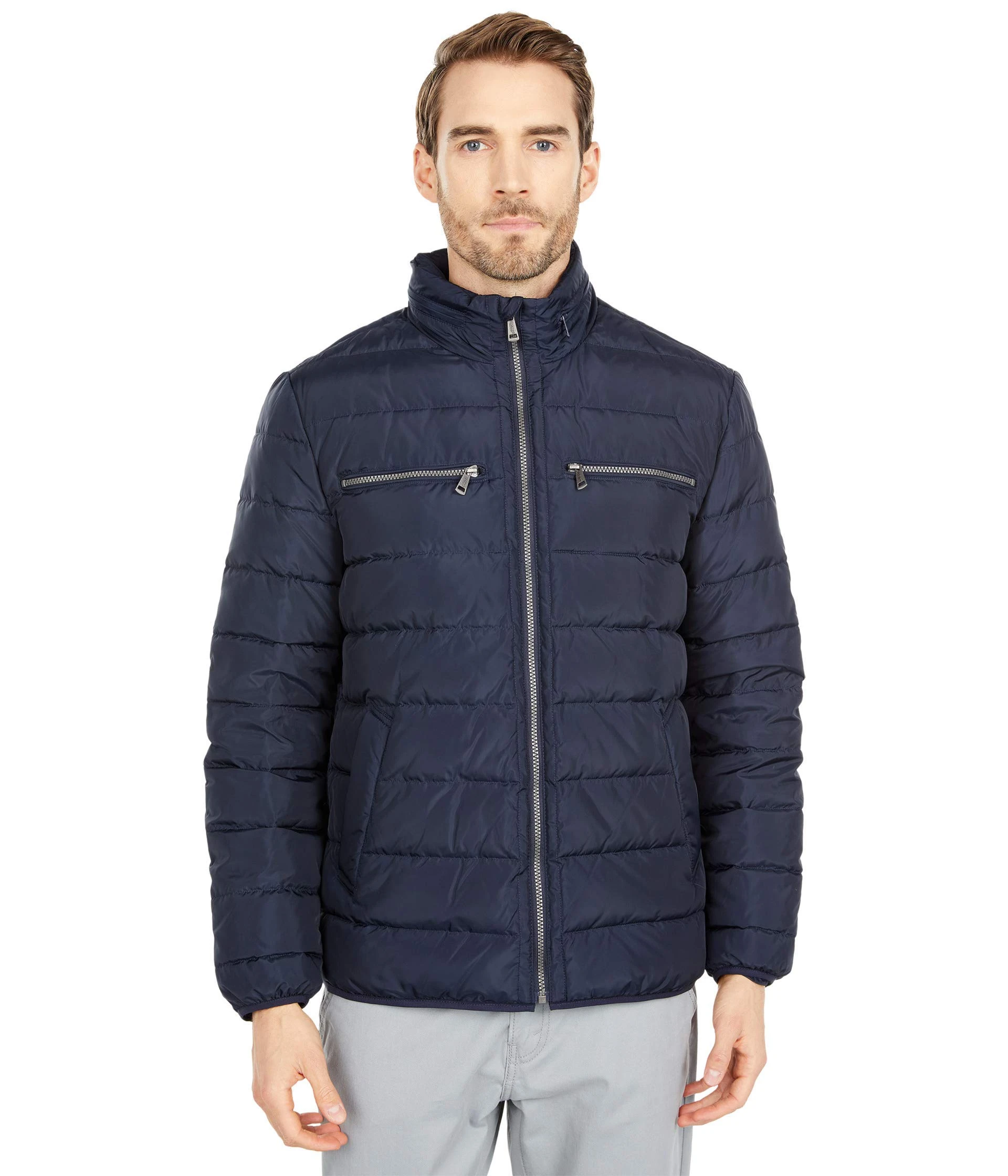 Cole Haan Signature Men's Packable Down Jacket Down Coat, Navy, Small