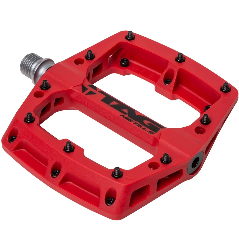 Tag Metals T3 Nylon MTB Pedals - Red Platform Pedals