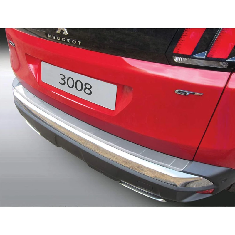 RGM ABS Rear Bumper Protector Compatible with Peugeot 3008 II 2016- Silver 'Ribbed' - Image 1
