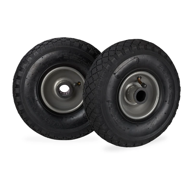Relaxdays Hand Truck Spare Tyres Set of 2, 3.00-4, Pneumatic Wheels with Steel Rim, 25 Hub Diameter, Multicolour