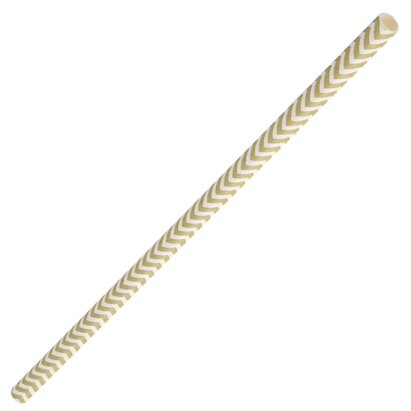 Utopia Chevron Paper Straws Matt Gold 8inch - x 6000 - Eco-Friendly Paper Straws, Paper Drinking Straws