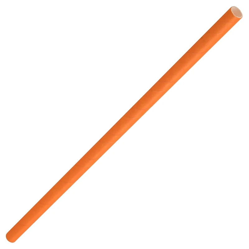 Solid Paper Straws Orange 8inch - Case of 6000 - Eco-Friendly Paper Straws, Paper Drinking Straws