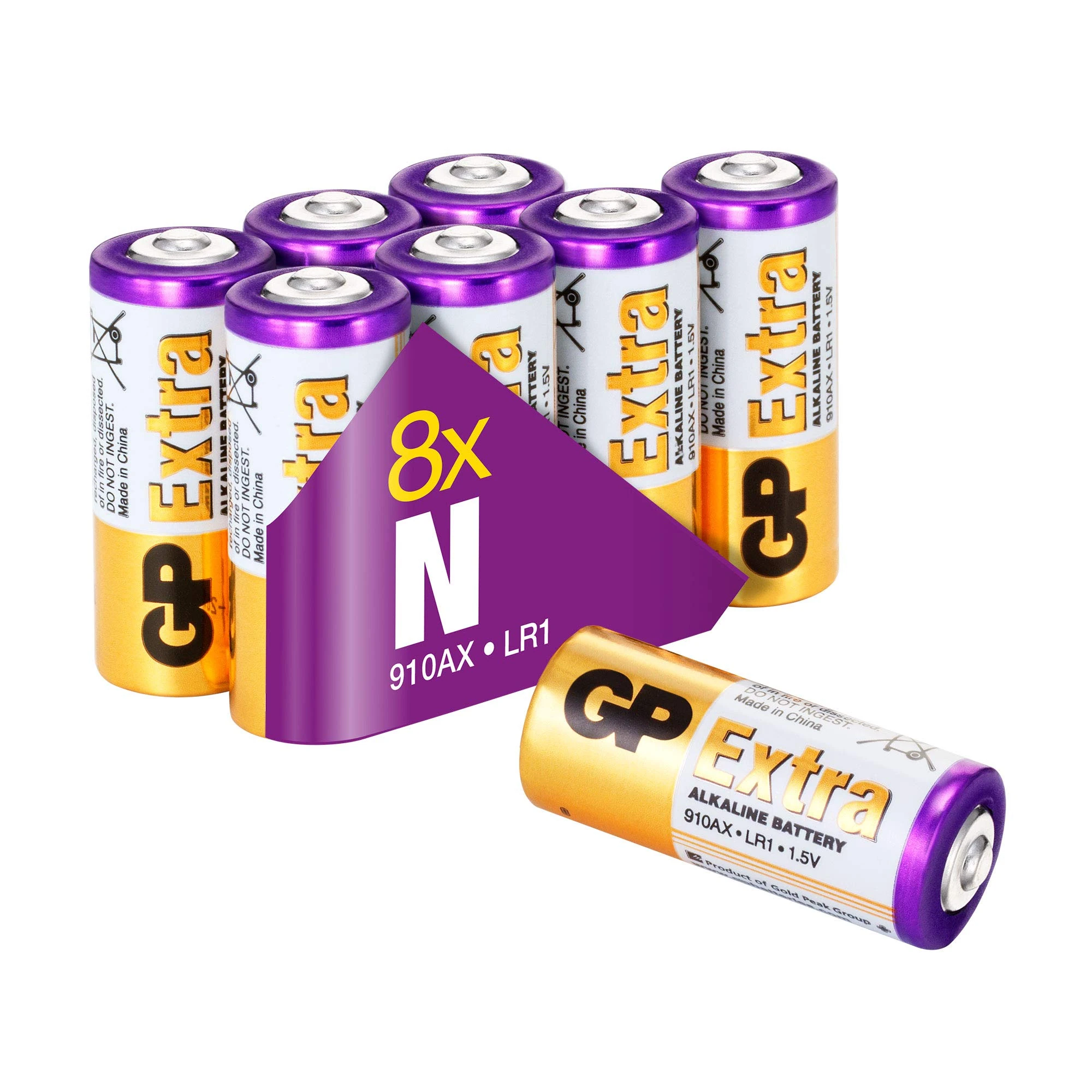 GP LR1 / Batteries N - Pack of 8 1.5V MN9100 / E90/ GP910A by GP Batteries N LR1 Extra Alkaline Batteries ideal for: Bike Lights/Alarm Systems/Garage door openers/GPS Trackers/Motion Sensors etc.