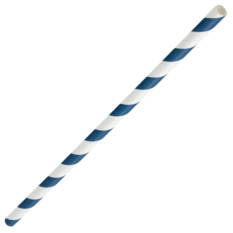 Paper Navy/White Stripe Straw 8" (20cm) Box of 250