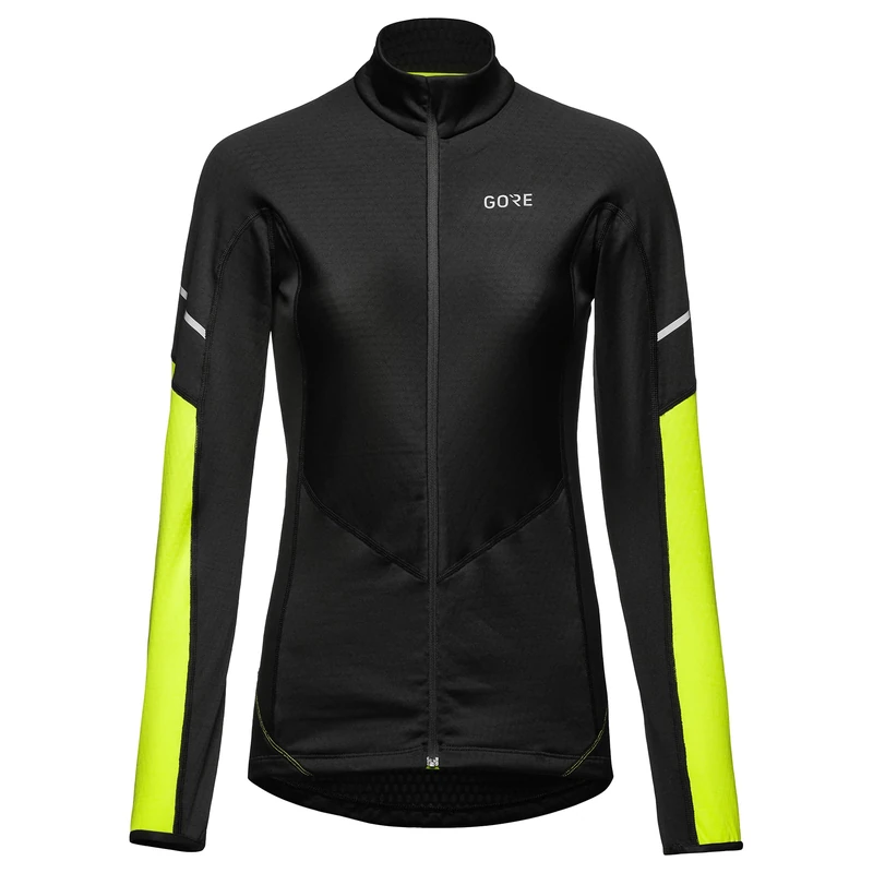 GORE WEAR Women's Thermal Long-sleeved Shirt with Zipper, Multisport, Black/Neon Yellow, 36