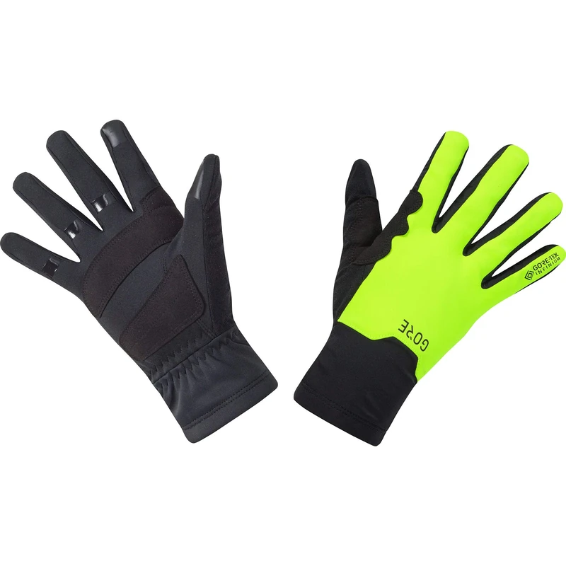 GOREWEAR M WINDSTOPPER Mid Gloves, Black / Neon Yellow, 7