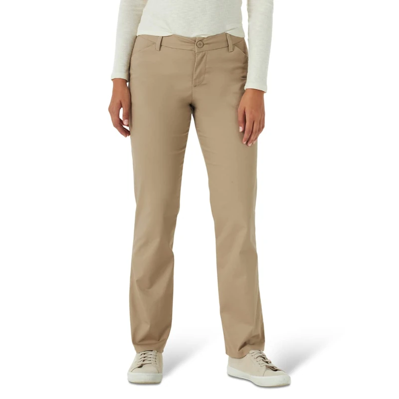 Lee Women's Wrinkle Free Relaxed Fit Straight Leg Pant, Flax, 16 US