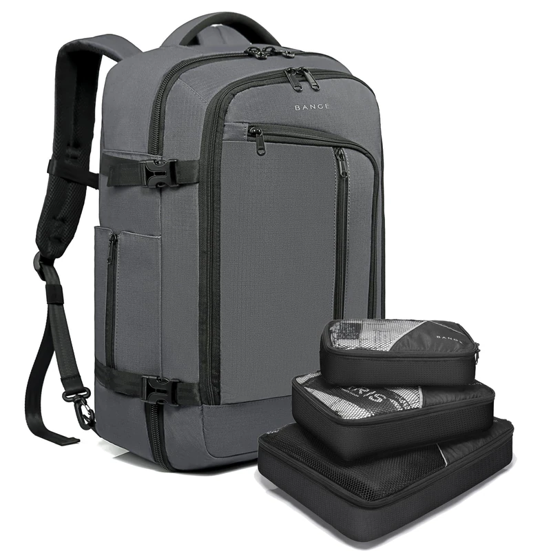 BANGE Travel Overnight Backpack,40-Liter FAA Flight Approved Weekender Bag Carry on Backpack…, Grey, 18.5Hx12.5Lx9.5W, Rucksack Backpacks