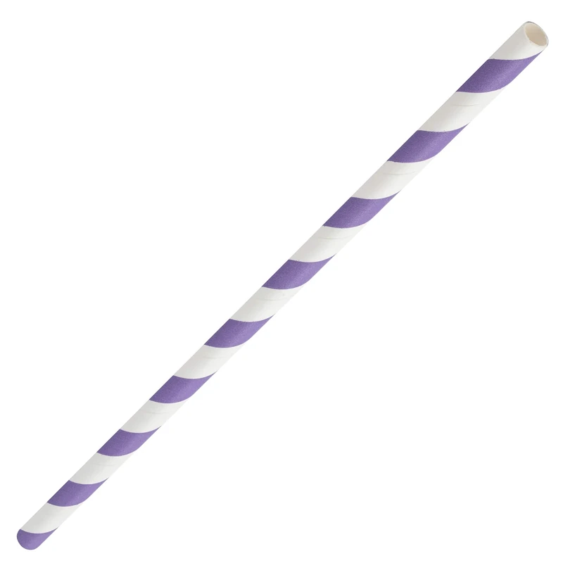 Paper Lilac/White Stripe Straw 8"(20cm) Box of 250