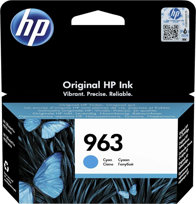 HP 3JA23AE 963 Original Ink Cartridge, Cyan, Single Pack