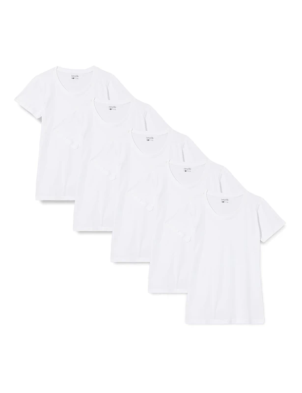 berydale Damen BD157 T-Shirt, Weiß (5er Pack), S